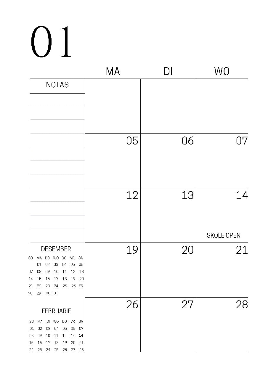 Juffrou Beplanners 2026 - A4 (Gr R tot 3)